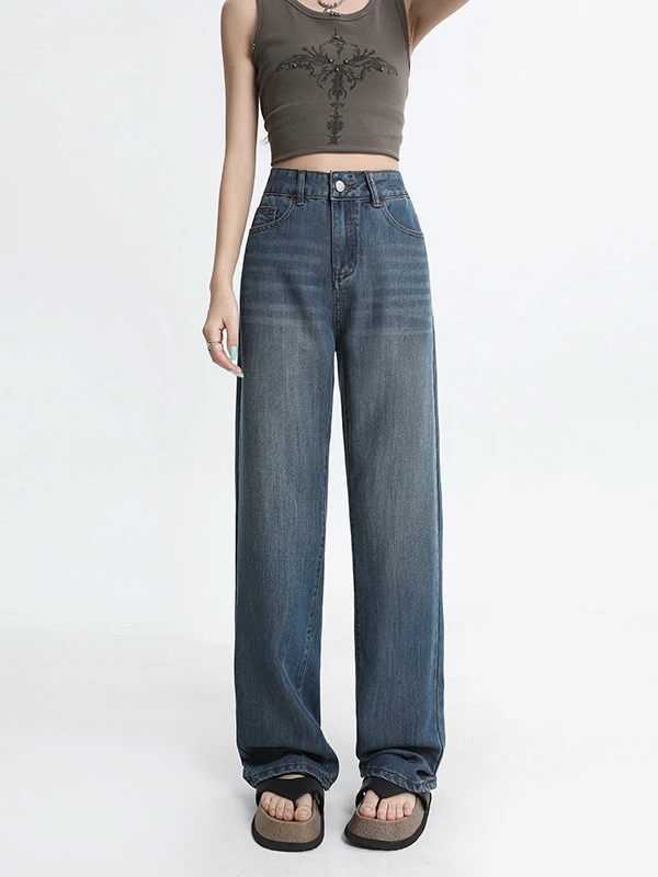 Lacele Silk Cotton Ice Silk Straight Leg Jeans Women's Summer New Loose High Waist Slimming Drapey Thin Long Pants
Lacele Silk Cotton Ice Silk Straight Leg Jeans Women's Summer New Loose High Waist Slimming Drapey Thin Long Pants