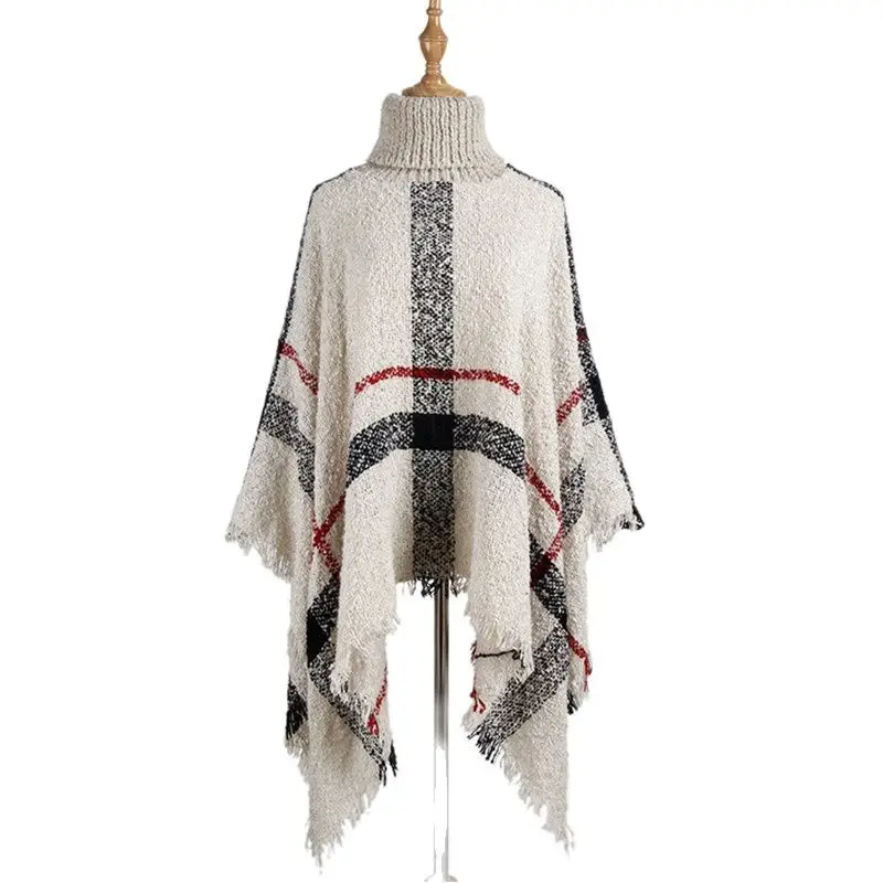 UHYTGF Loose Turtleneck Knitted Sweaters Women Pullover Autumn And Winter Fringed cloak Shawl Sweater Plaid Printed Sweater 254
UHYTGF Loose Turtleneck Knitted Sweaters Women Pullover Autumn And Winter Fringed cloak Shawl Sweater Plaid Printed Sweater 254