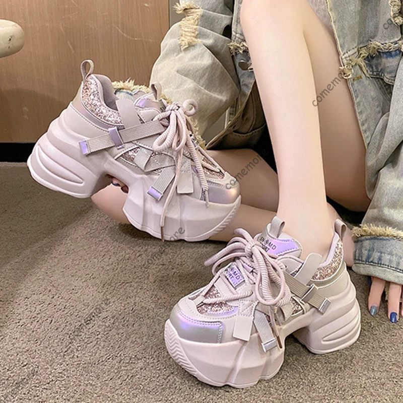 Comemore Women's Spring Autumn New Sequin Color Block Platform Sneakers Casual Height Increasing Lace-Up Chunky Heel Tennis Shoe
Comemore Women's Spring Autumn New Sequin Color Block Platform Sneakers Casual Height Increasing Lace-Up Chunky Heel Tennis Shoe