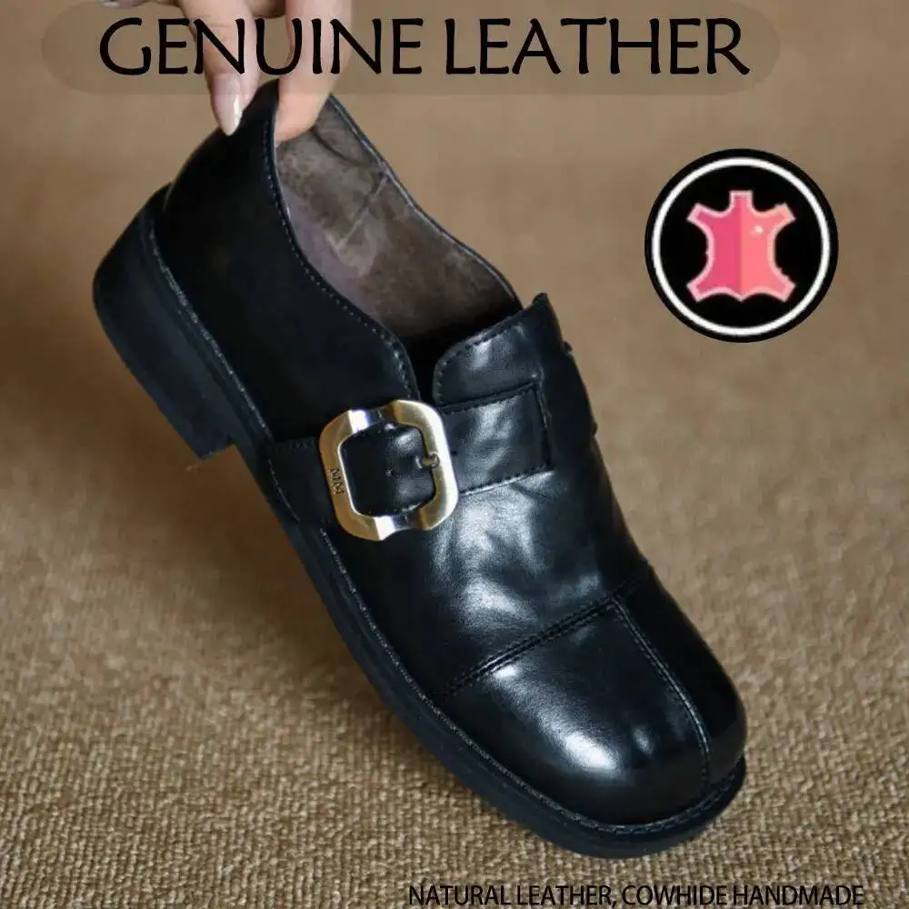 Genuine Leather Women Loafers Genuine Leather Shoes for Women Round Toe Chunky Heel Shoes Belt Buckle Women Pumps Daily Shoes
Genuine Leather Women Loafers Genuine Leather Shoes for Women Round Toe Chunky Heel Shoes Belt Buckle Women Pumps Daily Shoes