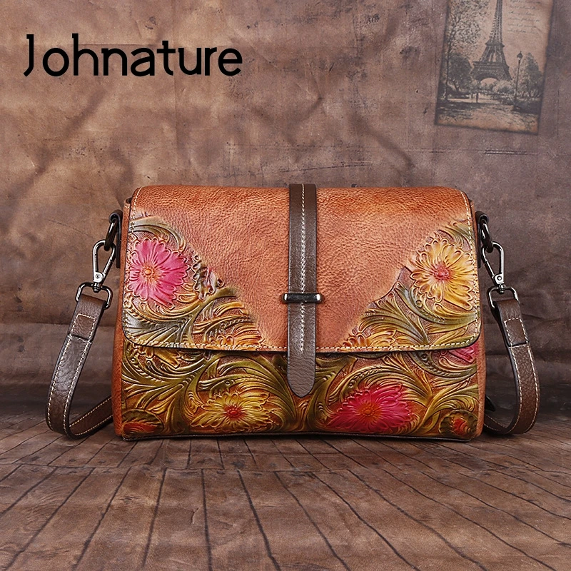 Johnature 2024 New Women Bag Handmade Embossed Genuine Leather Shoulder Bags Vintage First Layer Cowhide Lady Crossbody Bags
Johnature 2024 New Women Bag Handmade Embossed Genuine Leather Shoulder Bags Vintage First Layer Cowhide Lady Crossbody Bags