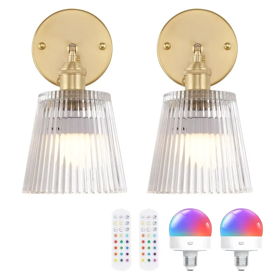 Battery Operated Wall Sconce with Transparent Stripe Glass Lampshade Rechargeable Battery Powered Wall Light with Remote Control
Battery Operated Wall Sconce with Transparent Stripe Glass Lampshade Rechargeable Battery Powered Wall Light with Remote Control