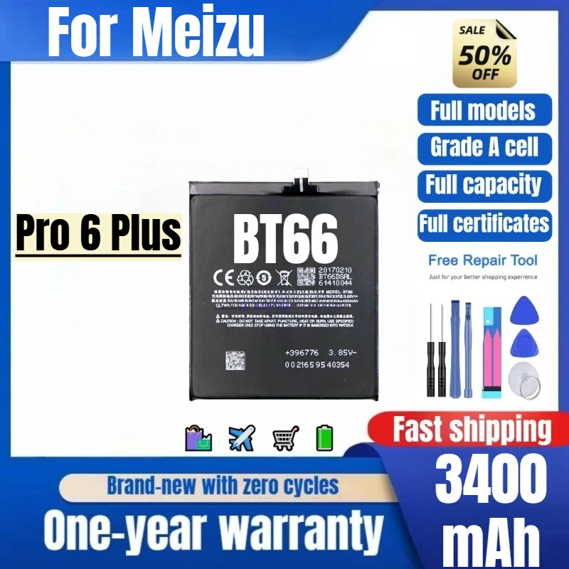 BT66 for Meizu Pro 6 Plus Mobile Phone Battery 0 Cycle High Quality High Capacity Replacement Bateria Grade A Cell with Tools
BT66 for Meizu Pro 6 Plus Mobile Phone Battery 0 Cycle High Quality High Capacity Replacement Bateria Grade A Cell with Tools