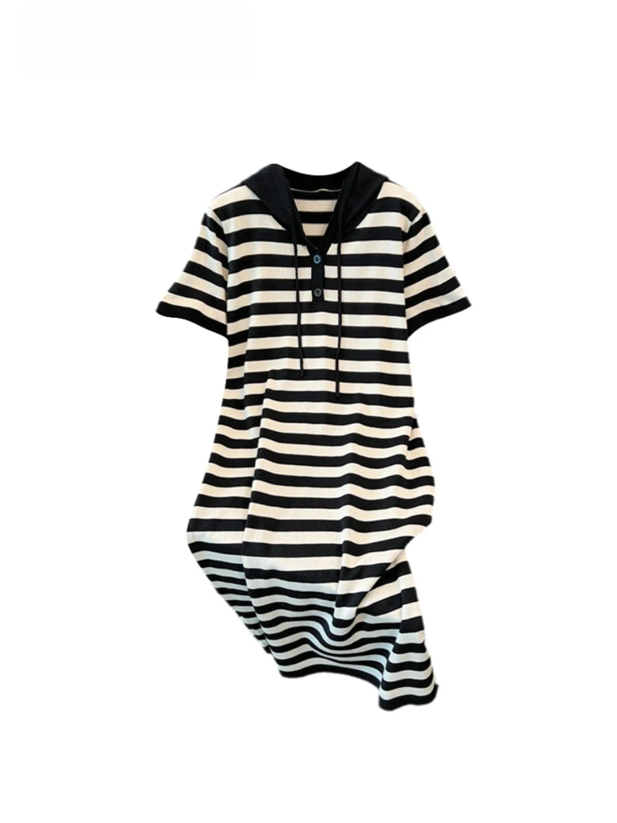 plus Size Striped Dress with Hood for Women Summer Fashion Slimming Long Dress Cover Belly Korean Style A-Line Skirt
plus Size Striped Dress with Hood for Women Summer Fashion Slimming Long Dress Cover Belly Korean Style A-Line Skirt
