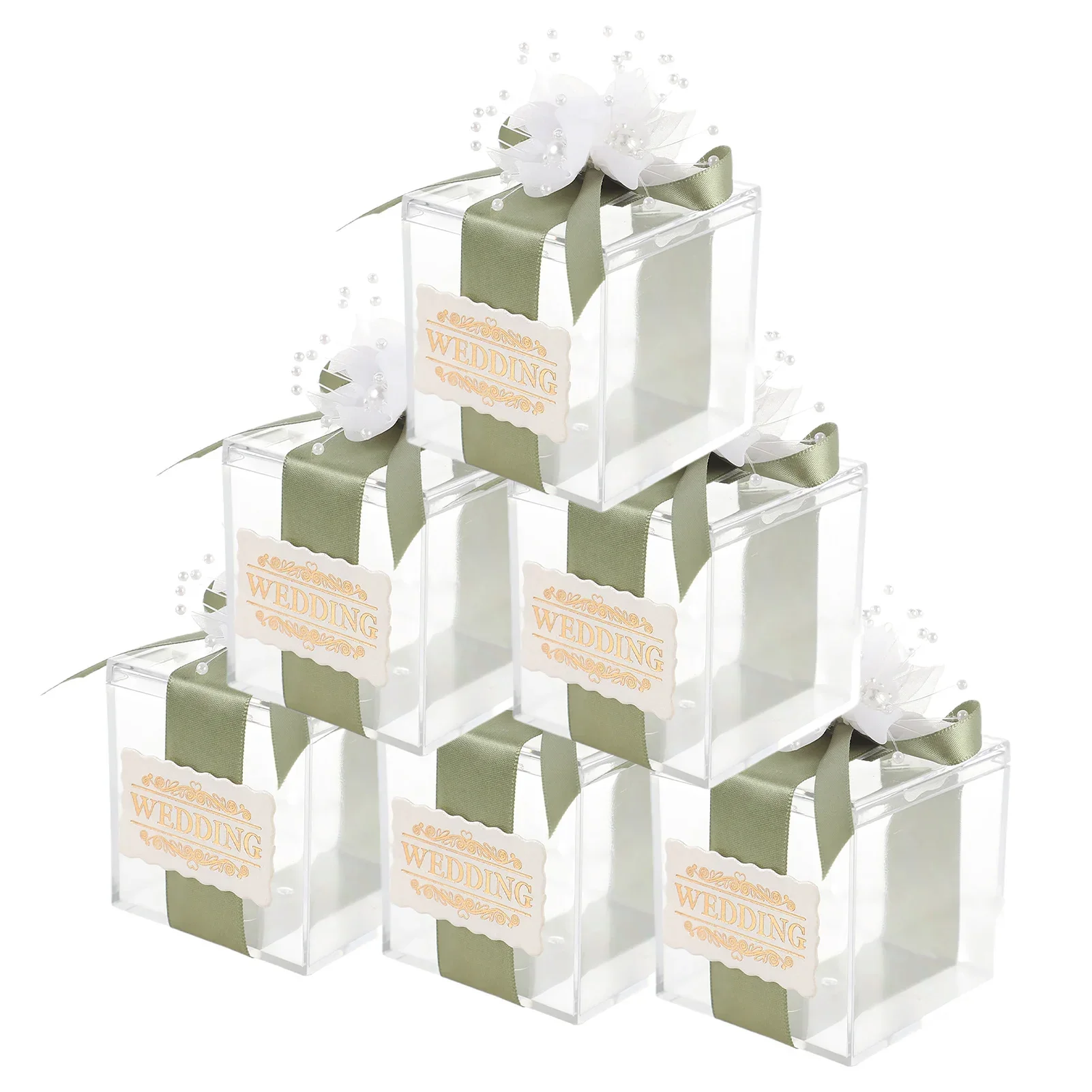 6pcs European-Style Transparent Plastic Candy and Wedding Favor Boxes, Elegant with Green Ribbon, Bowknot Decor, for Wedding
6pcs European-Style Transparent Plastic Candy and Wedding Favor Boxes, Elegant with Green Ribbon, Bowknot Decor, for Wedding