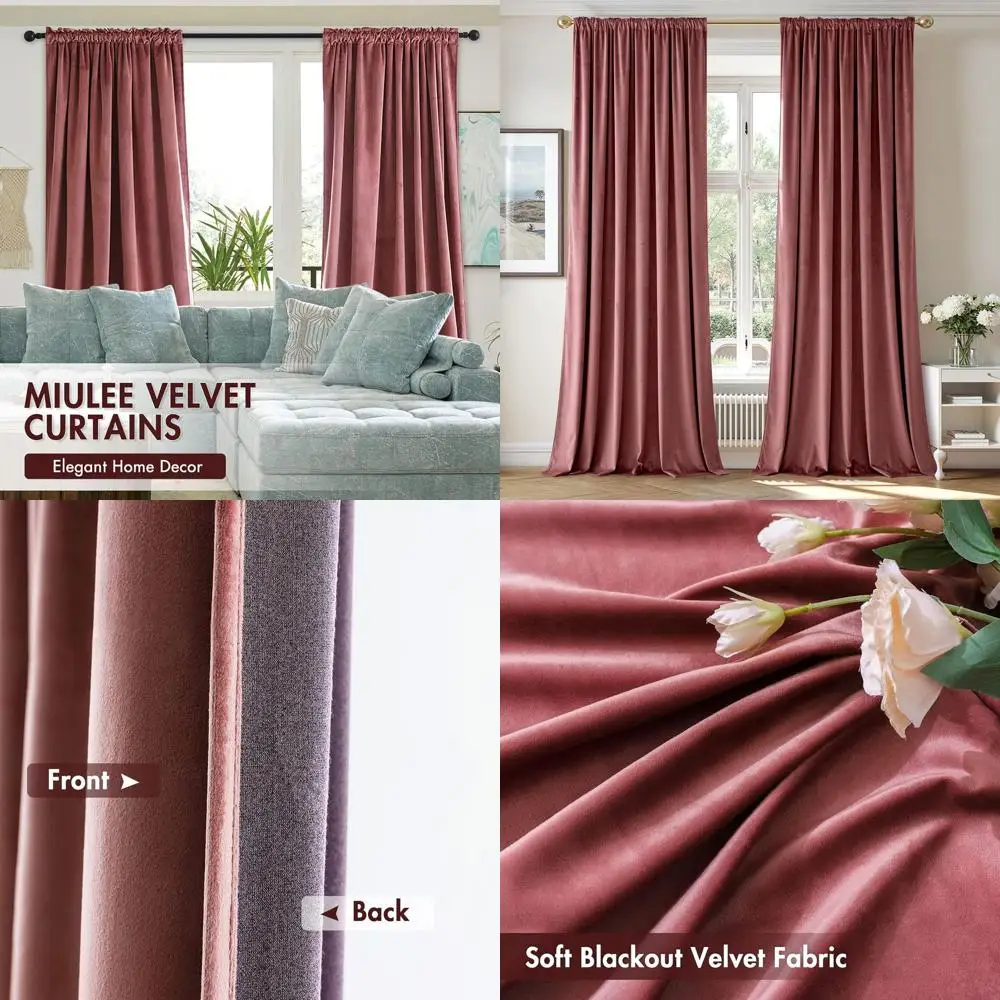 Thermal Insulated Dusty Rose Pink Velvet Curtains, 96 Long, Blackout Panels for Home, Set of 2, W66 x L84
Thermal Insulated Dusty Rose Pink Velvet Curtains, 96 Long, Blackout Panels for Home, Set of 2, W66 x L84