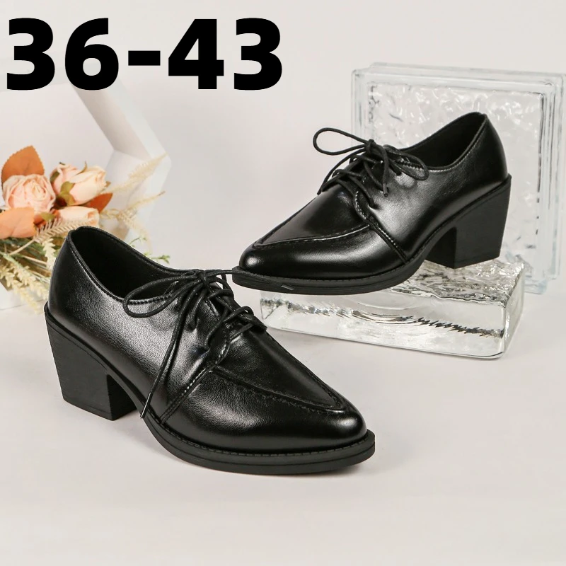 Women Block Heel Shoes Patent Leather Loafers Pointed Toe Tied Lace Comfortable Party Daily Casual Footwear Sapatos Femininos
Women Block Heel Shoes Patent Leather Loafers Pointed Toe Tied Lace Comfortable Party Daily Casual Footwear Sapatos Femininos