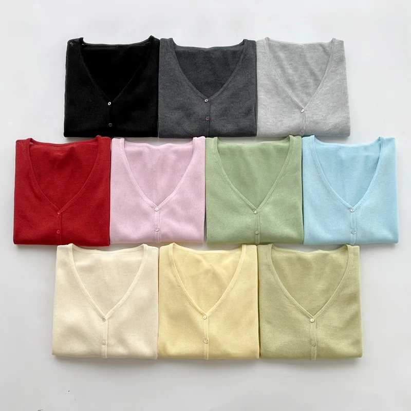 Dave&di 26 Summer New Product V-neck Knitted Cardigan Women's Seamless Integrated Long Sleeve Solid Color Sunscreen Exterior
Dave&di 26 Summer New Product V-neck Knitted Cardigan Women's Seamless Integrated Long Sleeve Solid Color Sunscreen Exterior