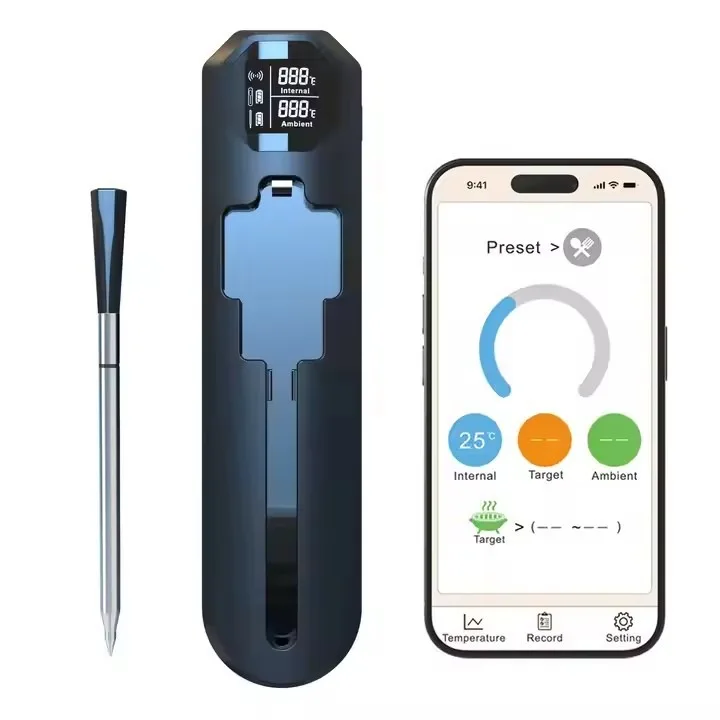 Wireless Bluetooth Meat Thermometer, IP67 Waterproof App Control Digital Food Display Thermometer for Kitchen Oven BBQ Grilling
Wireless Bluetooth Meat Thermometer, IP67 Waterproof App Control Digital Food Display Thermometer for Kitchen Oven BBQ Grilling