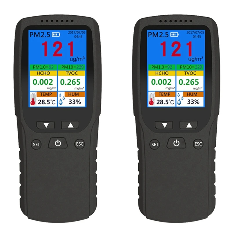 2Pcs Update 9-In-1 Air Quality Monitor Indoor Outdoor PM2.5, PM1.0, PM10, TVOC, HCHO Detector Tester Temperature Humidity Sensor
2Pcs Update 9-In-1 Air Quality Monitor Indoor Outdoor PM2.5, PM1.0, PM10, TVOC, HCHO Detector Tester Temperature Humidity Sensor