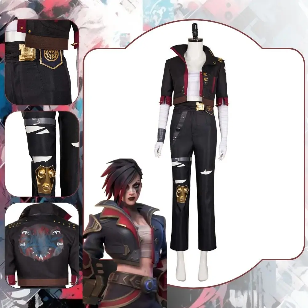 Arcane Season 2 Vi Cosplay Women Jacket Coat Pants Costume Fantasy LOL Disguise Roleplay Wig Outfits Halloween Carnival Clothes
Arcane Season 2 Vi Cosplay Women Jacket Coat Pants Costume Fantasy LOL Disguise Roleplay Wig Outfits Halloween Carnival Clothes