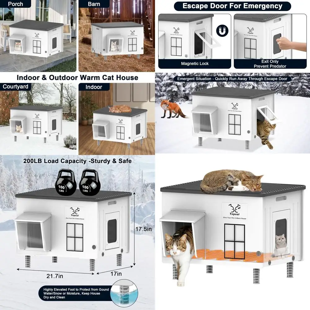 Всепогодный наружный укрытие с подогревом для кошек для нескольких кошек, подходит для ферментов и лотками, 21,7x17x17,5
Всепогодный наружный укрытие с подогревом для кошек для нескольких кошек, подходит для ферментов и лотками, 21,7x17x17,5