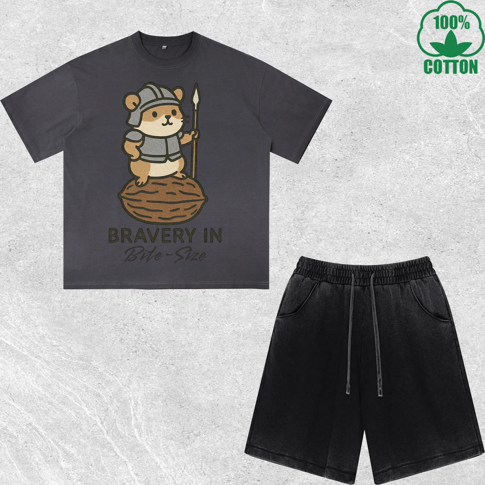 Bravery in Printed Dirty Wash T-Shirt Shorts Set Multicolor Combo Loose Trendy Fashionable 100%Cotton
Bravery in Printed Dirty Wash T-Shirt Shorts Set Multicolor Combo Loose Trendy Fashionable 100%Cotton