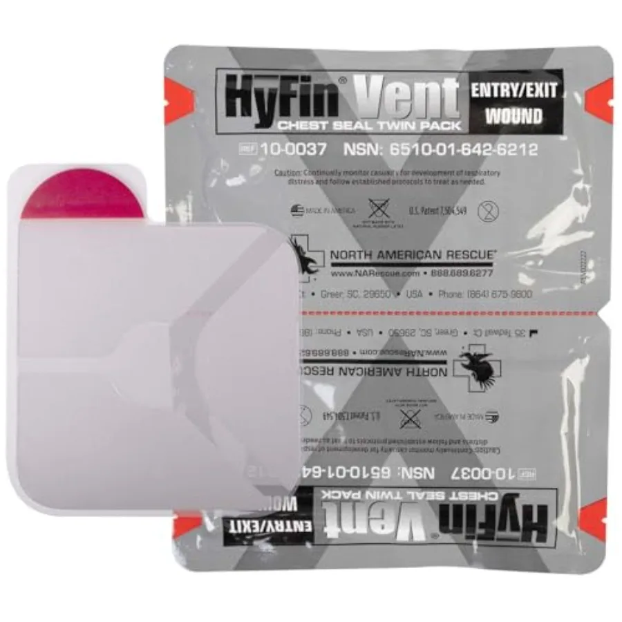 rth American Rescue HyFin Vent Chest Seal Twin Pack NAR Vented Wound Chest Seals for Trauma, Wounds (10-0037)
rth American Rescue HyFin Vent Chest Seal Twin Pack NAR Vented Wound Chest Seals for Trauma, Wounds (10-0037)
