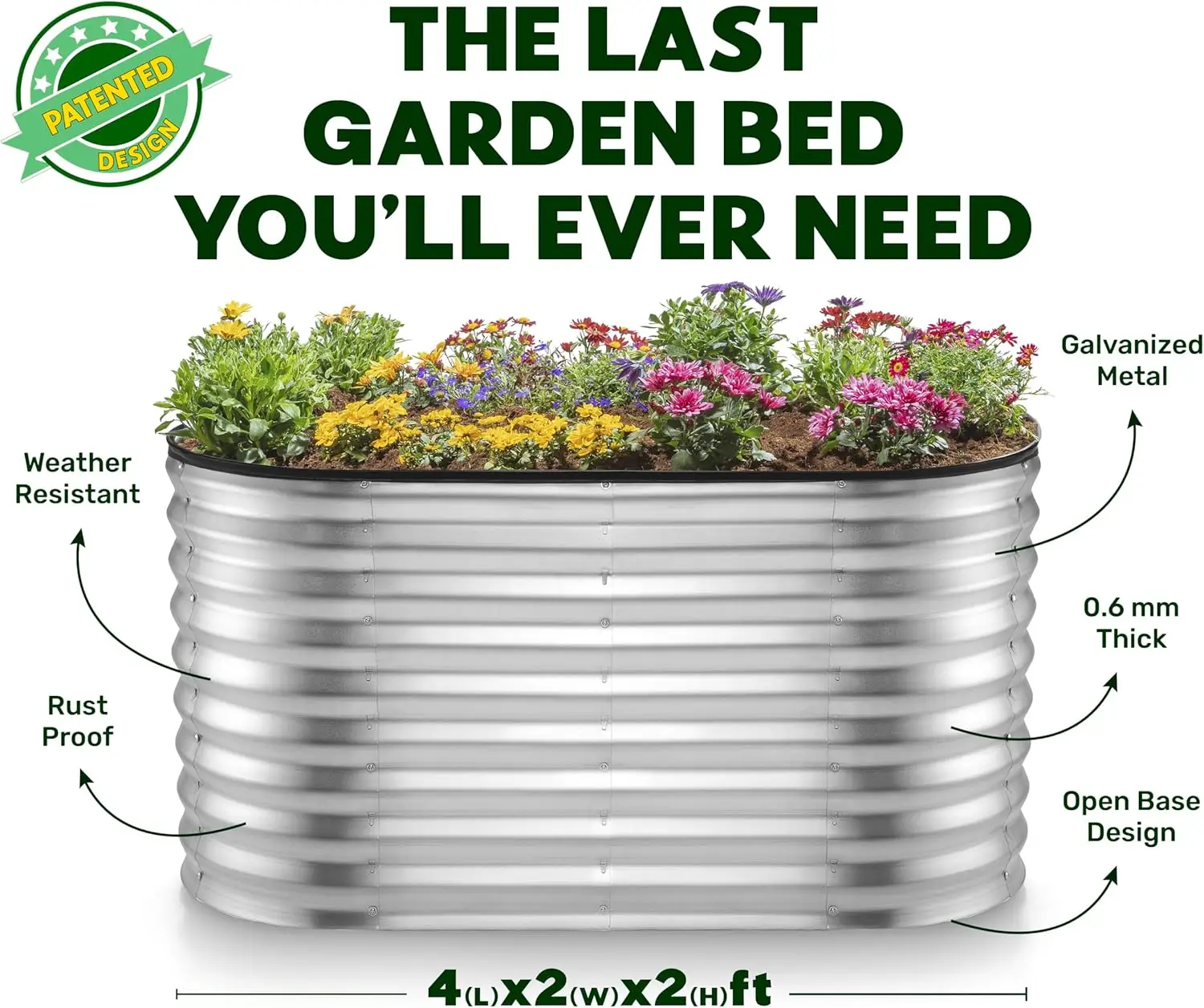 Garden Beds Outdoor4×2×2ft for Gardening, Vegetables, Flowers Large Metal Garden Box (Silver)Patented Tool-Free Design
Garden Beds Outdoor4×2×2ft for Gardening, Vegetables, Flowers Large Metal Garden Box (Silver)Patented Tool-Free Design