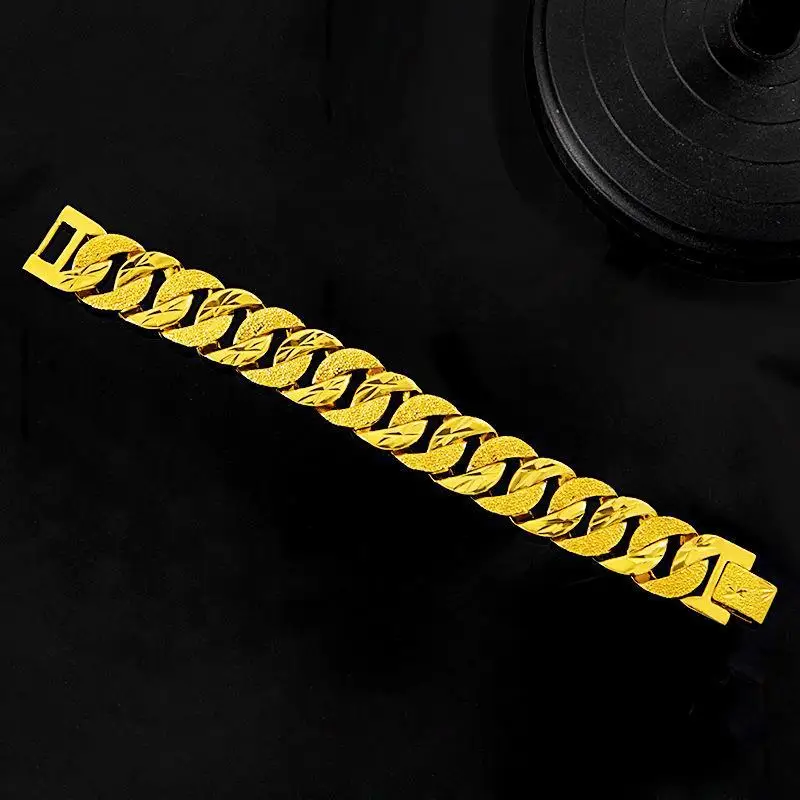 Luxury 24K 9999 Pure Gold real gold Tuhao bracelet 20mm wide watch chain
Luxury 24K 9999 Pure Gold real gold Tuhao bracelet 20mm wide watch chain