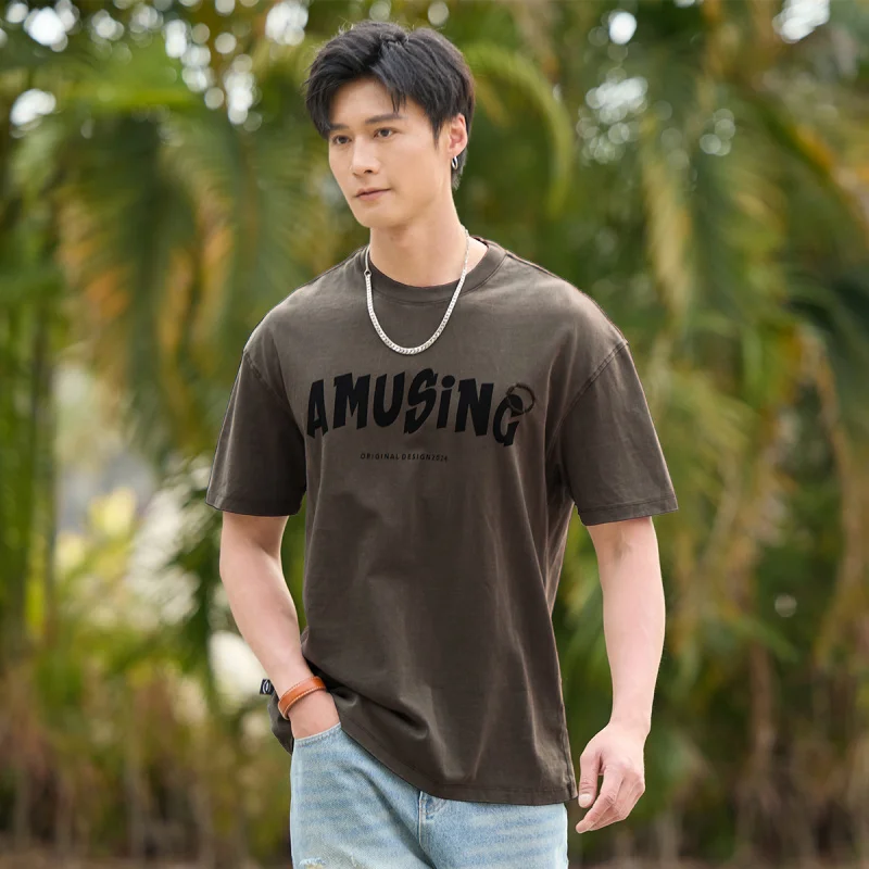 8983 American loose hundred cotton men's printed short-sleeved washed T-shirt casual tops tide men
8983 American loose hundred cotton men's printed short-sleeved washed T-shirt casual tops tide men
