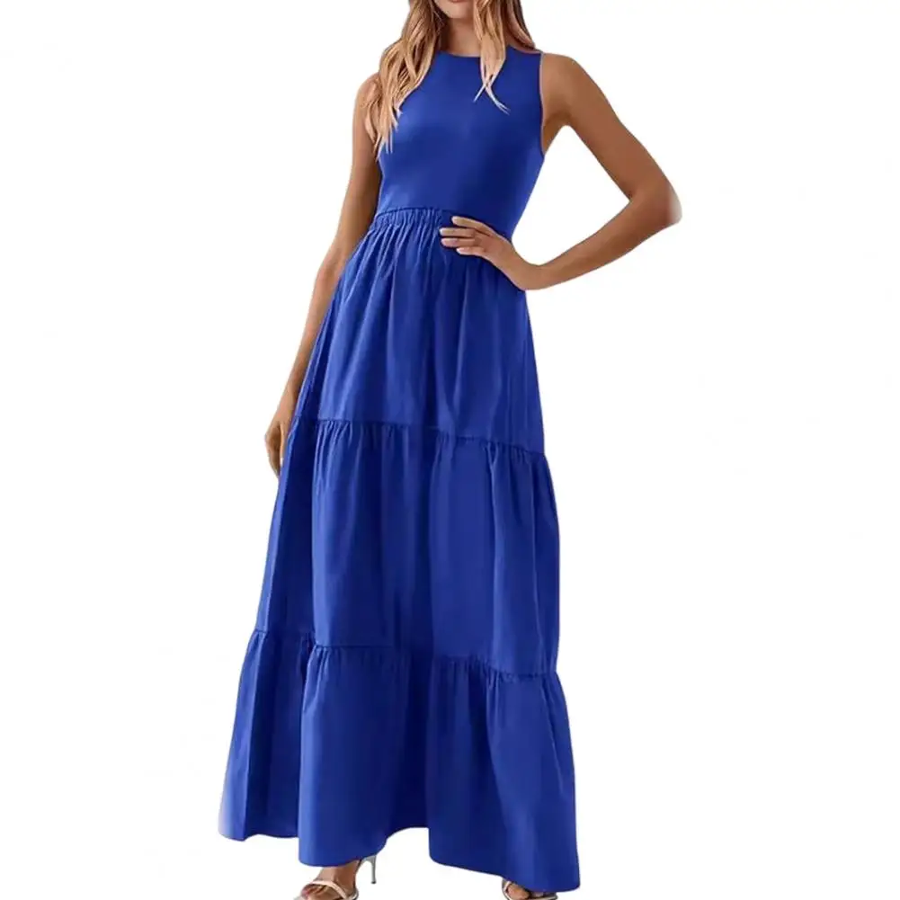 Elegant Summer Tank Dress Women A-line Wide Hem Patchwork Pleated High Waist Thread Pure Color Vest Beach Maxi Dress
Elegant Summer Tank Dress Women A-line Wide Hem Patchwork Pleated High Waist Thread Pure Color Vest Beach Maxi Dress