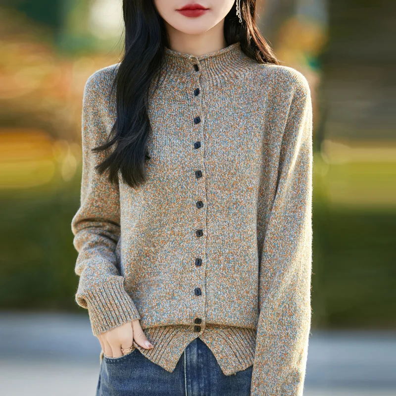 Женский кардиган из 100% шерсти из массива твида, винтажный текстурированный свитер с открытой передней частью, толстое теплое зимнее вязаное пальто 
Женский кардиган из 100% шерсти из массива твида, винтажный текстурированный свитер с открытой передней частью, толстое теплое зимнее вязаное пальто