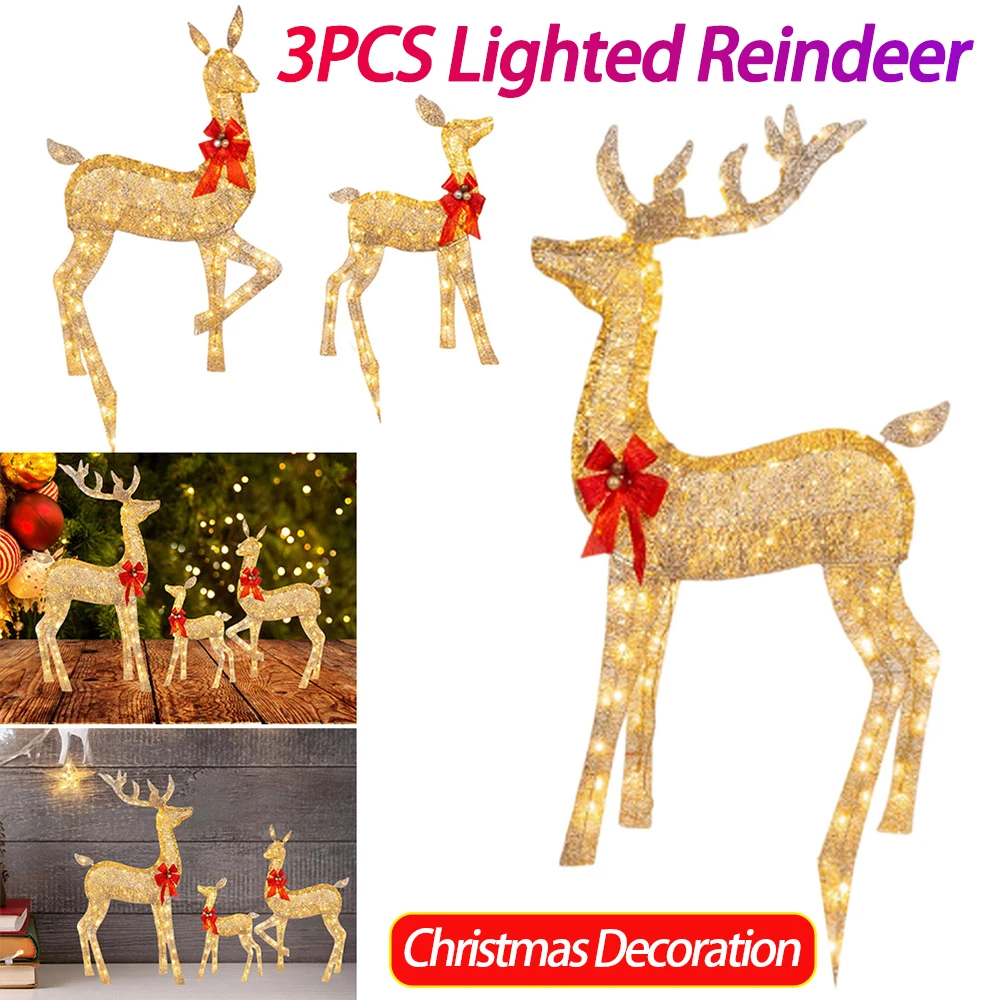 3 шт., уличные рождественские украшения для двора с подсветкой, рождественские украшения с оленями, светящийся дисплей, рождественское украшение с оленем
3 шт., уличные рождественские украшения для двора с подсветкой, рождественские украшения с оленями, светящийся дисплей, рождественское украшение с оленем