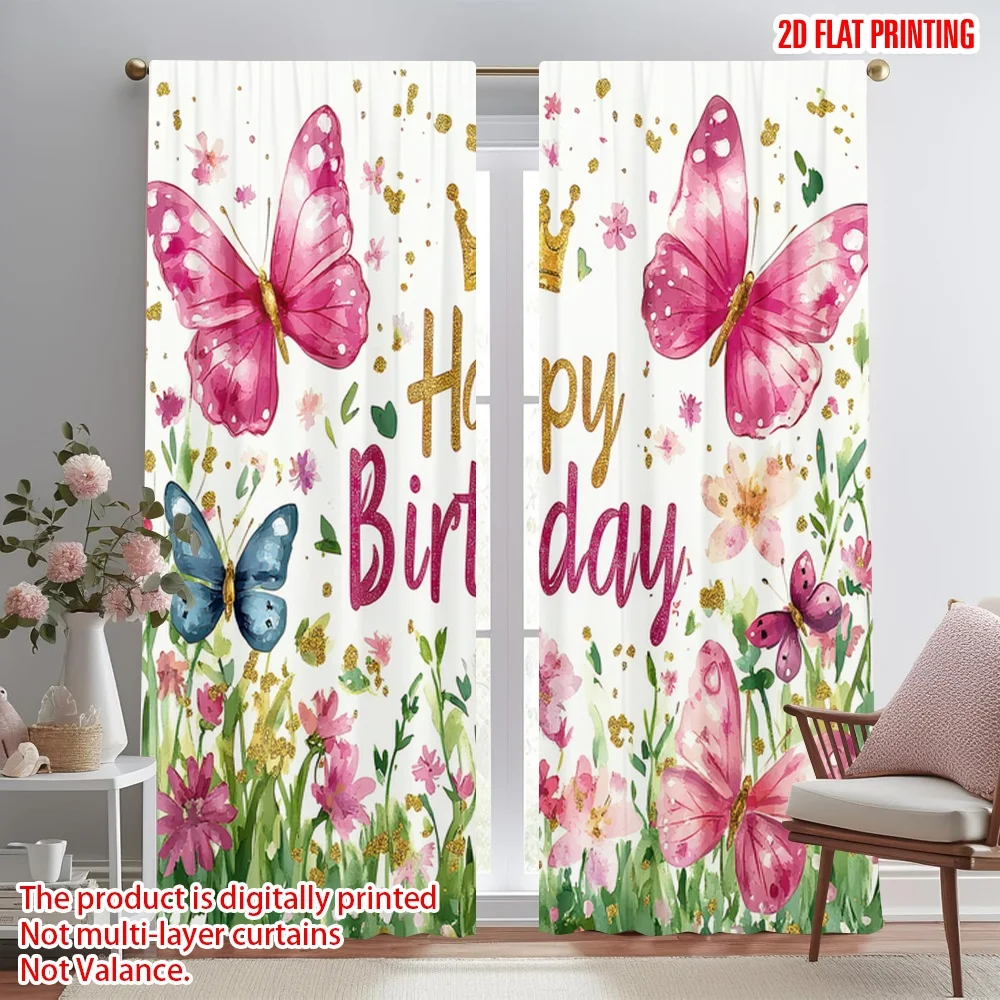 2D flat printing 2pcs Curtain Birthday Butterflies and Flowers Digital Printed Polyester Drapes All Season Party & Holiday Decor
2D flat printing 2pcs Curtain Birthday Butterflies and Flowers Digital Printed Polyester Drapes All Season Party & Holiday Decor
