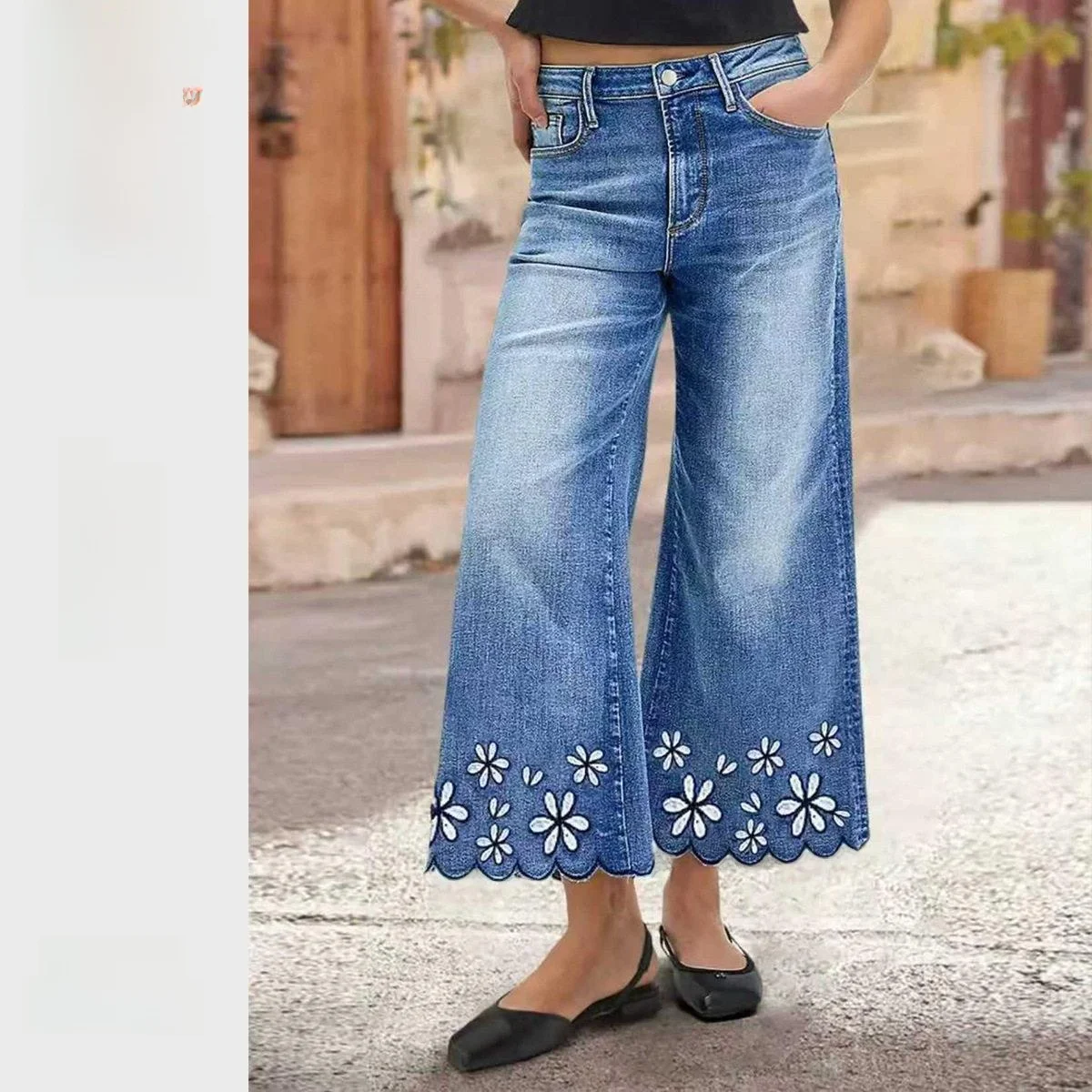 Elegant Stretch Nine Point Jeans Cotton Elastic Denim Natural Waist Wide Leg Pants for Elderly Women Black Washed Jeans
Elegant Stretch Nine Point Jeans Cotton Elastic Denim Natural Waist Wide Leg Pants for Elderly Women Black Washed Jeans