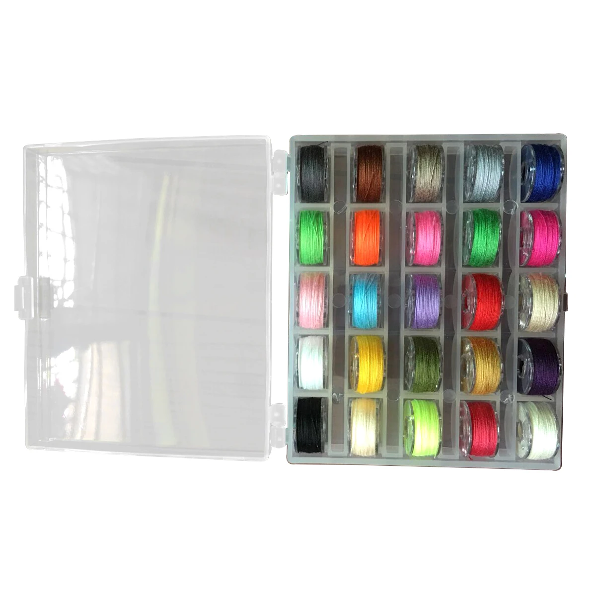 25pcs Transparent Bobbin Assorted Colored Threads Sewing Machine Spool Case Organizer Elastic Band Storage Solution
25pcs Transparent Bobbin Assorted Colored Threads Sewing Machine Spool Case Organizer Elastic Band Storage Solution