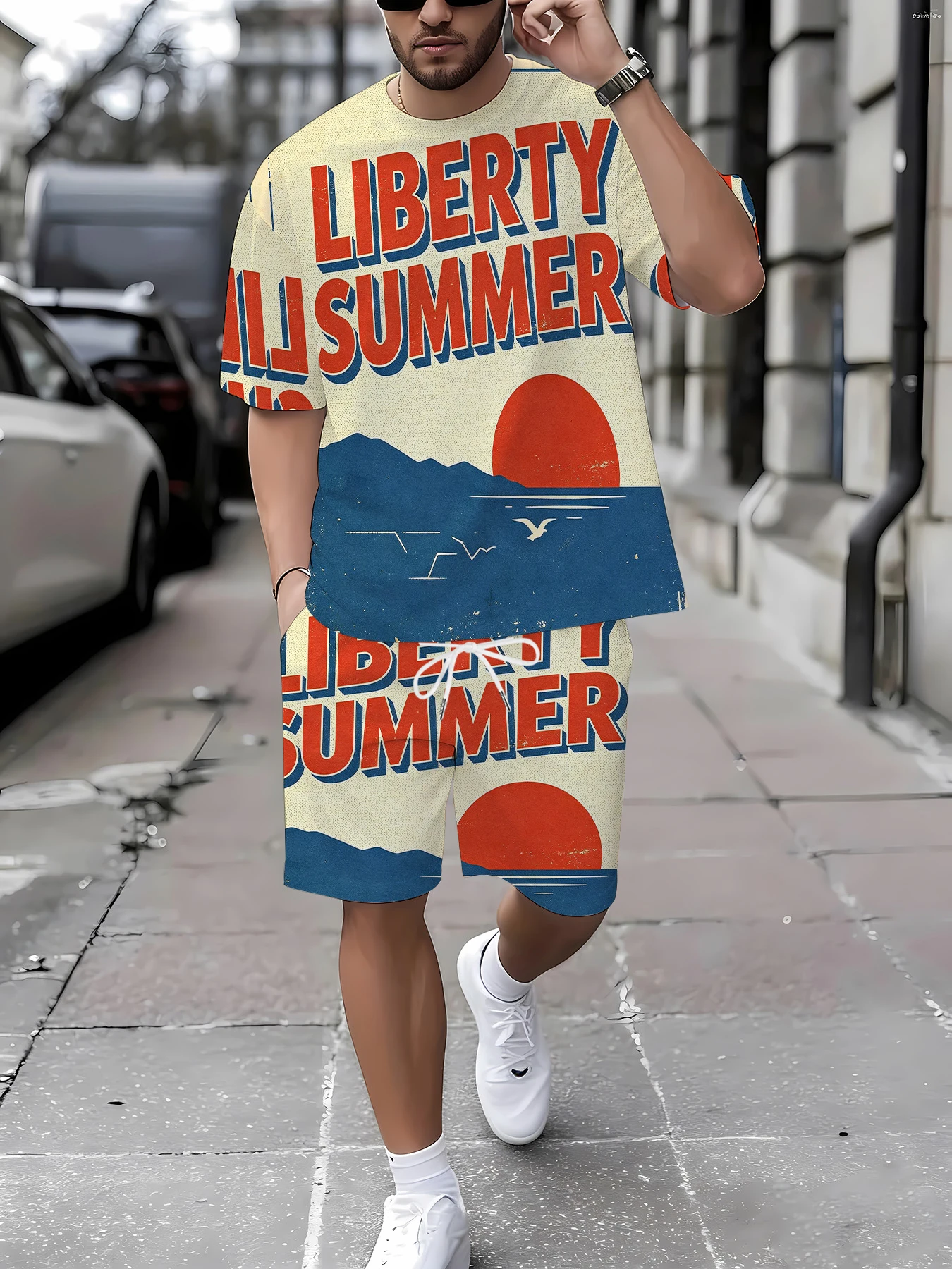 Mens Matching T-Shirt & Shorts Set Digital Print Drawstring Summer Co-ords Suit
Mens Matching T-Shirt & Shorts Set Digital Print Drawstring Summer Co-ords Suit