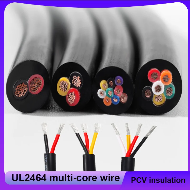 Black UL2464 multi-core PVC insulated sheathed wire 2~10 Cores signal, audio, power cord 
Black UL2464 multi-core PVC insulated sheathed wire 2~10 Cores signal, audio, power cord