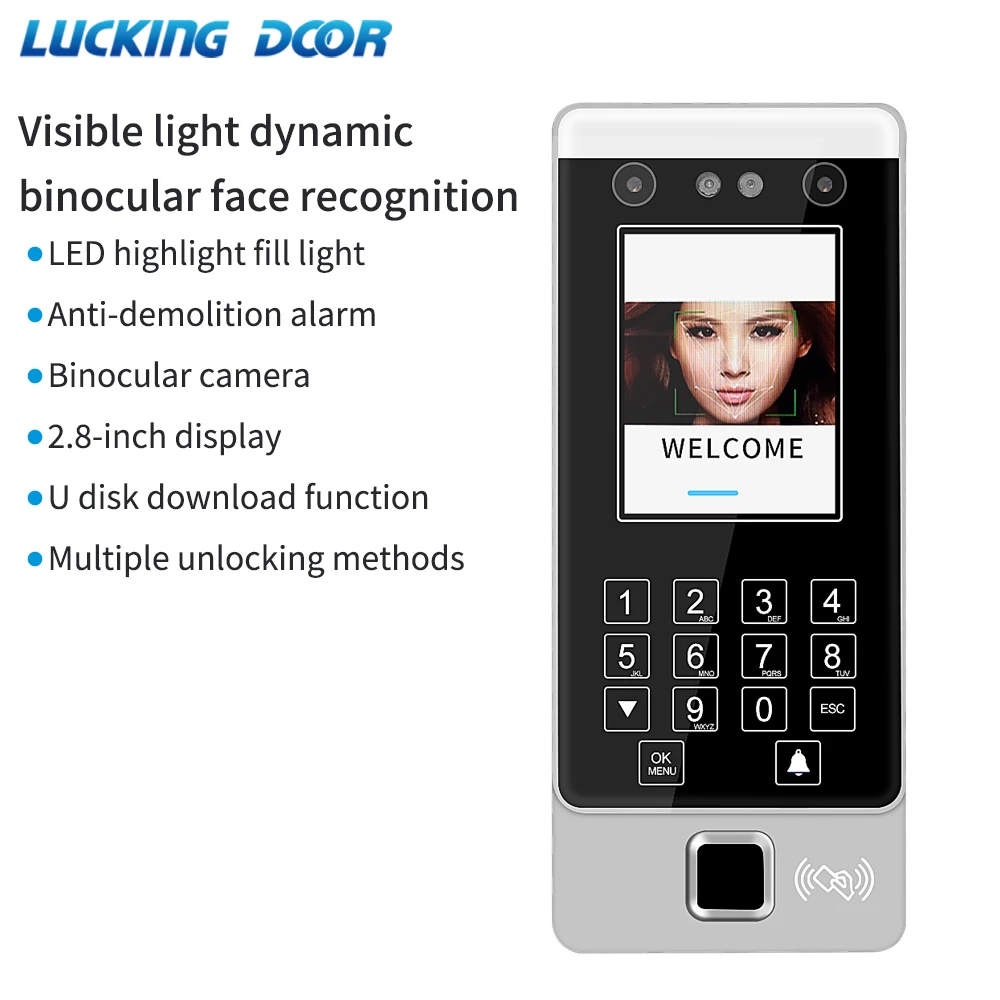 2.8 Inch Screen Biometric Fingerprint Face Access Control Time Attendance Clock 125Khz RFID 300 Dynamic Face 3000 Figner
2.8 Inch Screen Biometric Fingerprint Face Access Control Time Attendance Clock 125Khz RFID 300 Dynamic Face 3000 Figner