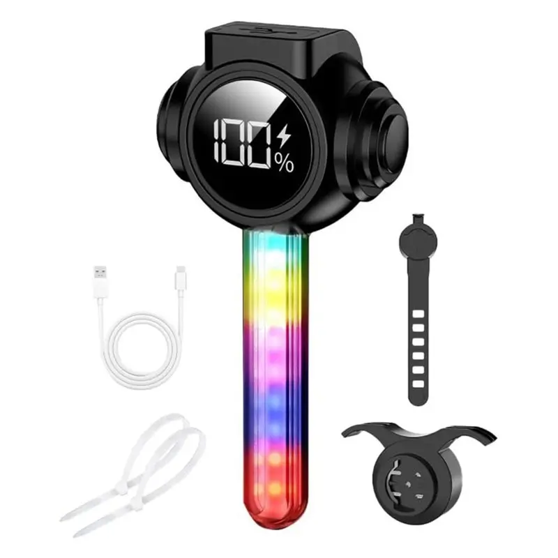 Dropship-Smart Bike Tail Light,LCD Screen Bicycle Taillight Intelligent Brake Sensing Rear Bike Light With RGB Flowing Lights