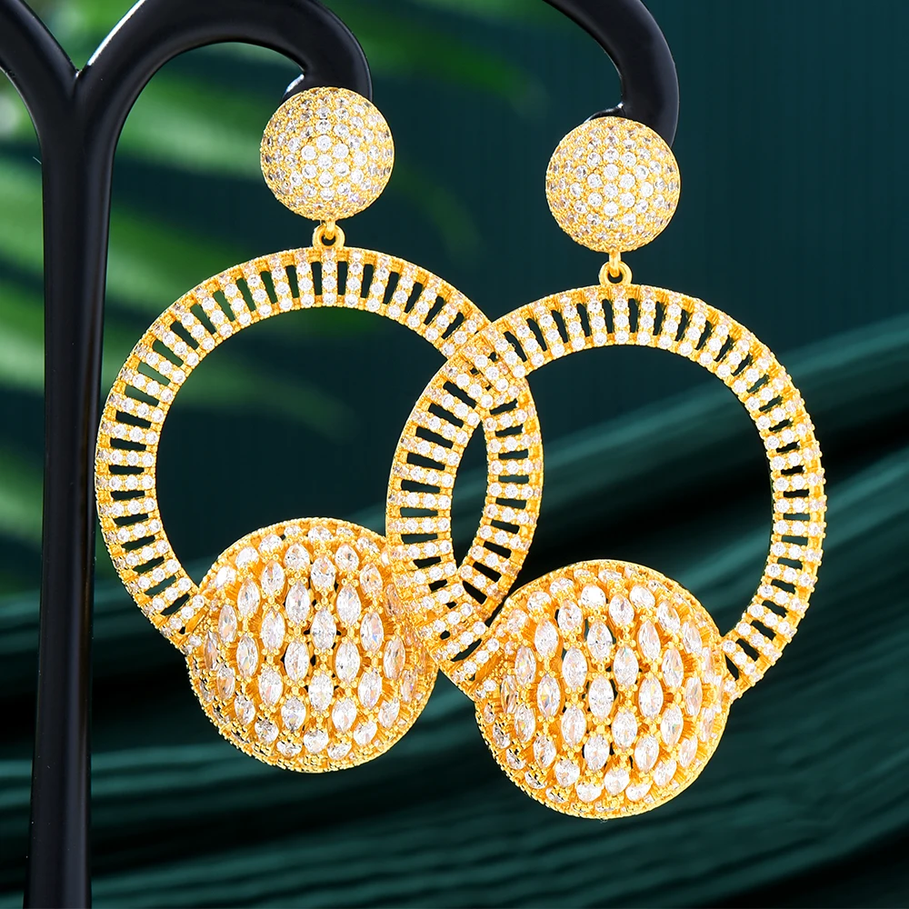 Kellybola New Luxury Dubai Style Big Circle Drop Earrings Full Cubic Zirconia for Women Wedding Trendy Earrings High Quality
Kellybola New Luxury Dubai Style Big Circle Drop Earrings Full Cubic Zirconia for Women Wedding Trendy Earrings High Quality