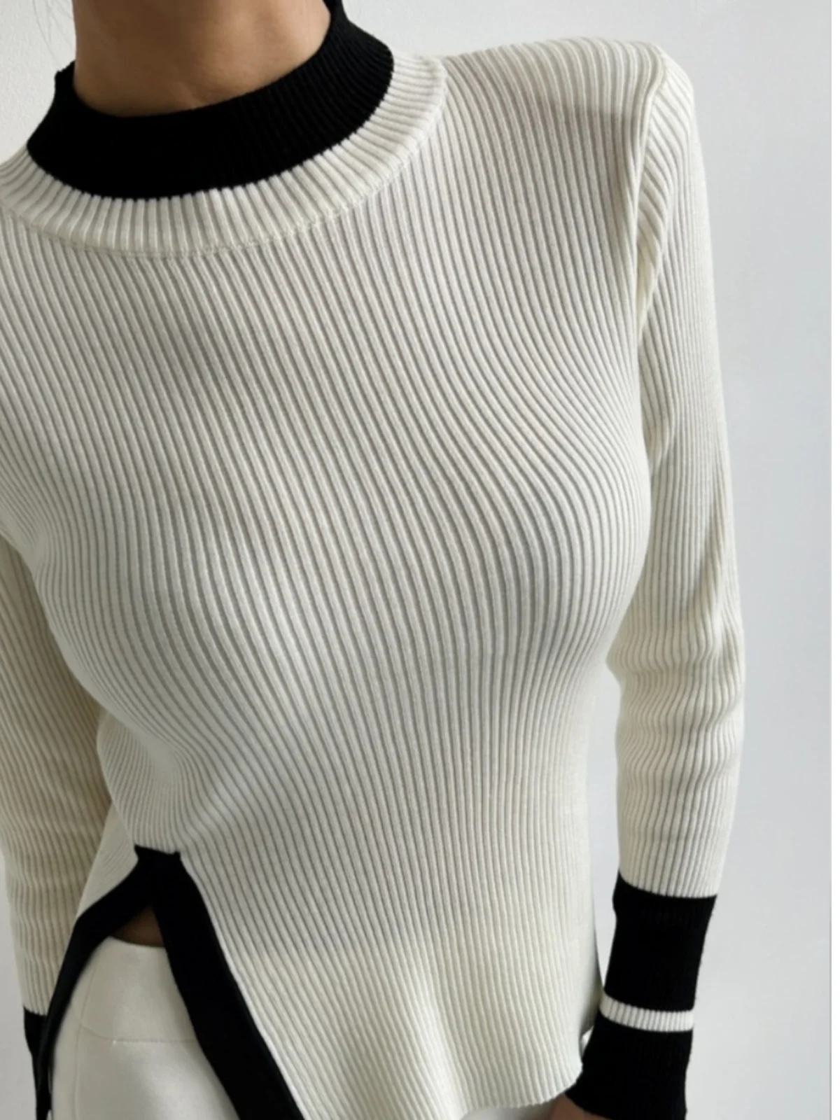 Korean Sle Long Sve Knitted Base Layer Women's Faion Splice f High Collar Side Slit Inner Wear Top Spring New Arrival
Korean Sle Long Sve Knitted Base Layer Women's Faion Splice f High Collar Side Slit Inner Wear Top Spring New Arrival