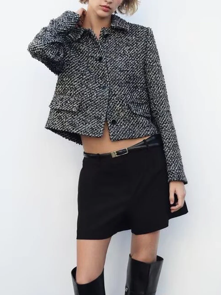 Европейский и американский стиль, осенне-зимний новый модный тренд, женская текстура с блестками, темпераментный короткий пиджак для поездок на работу
Европейский и американский стиль, осенне-зимний новый модный тренд, женская текстура с блестками, темпераментный короткий пиджак для поездок на работу