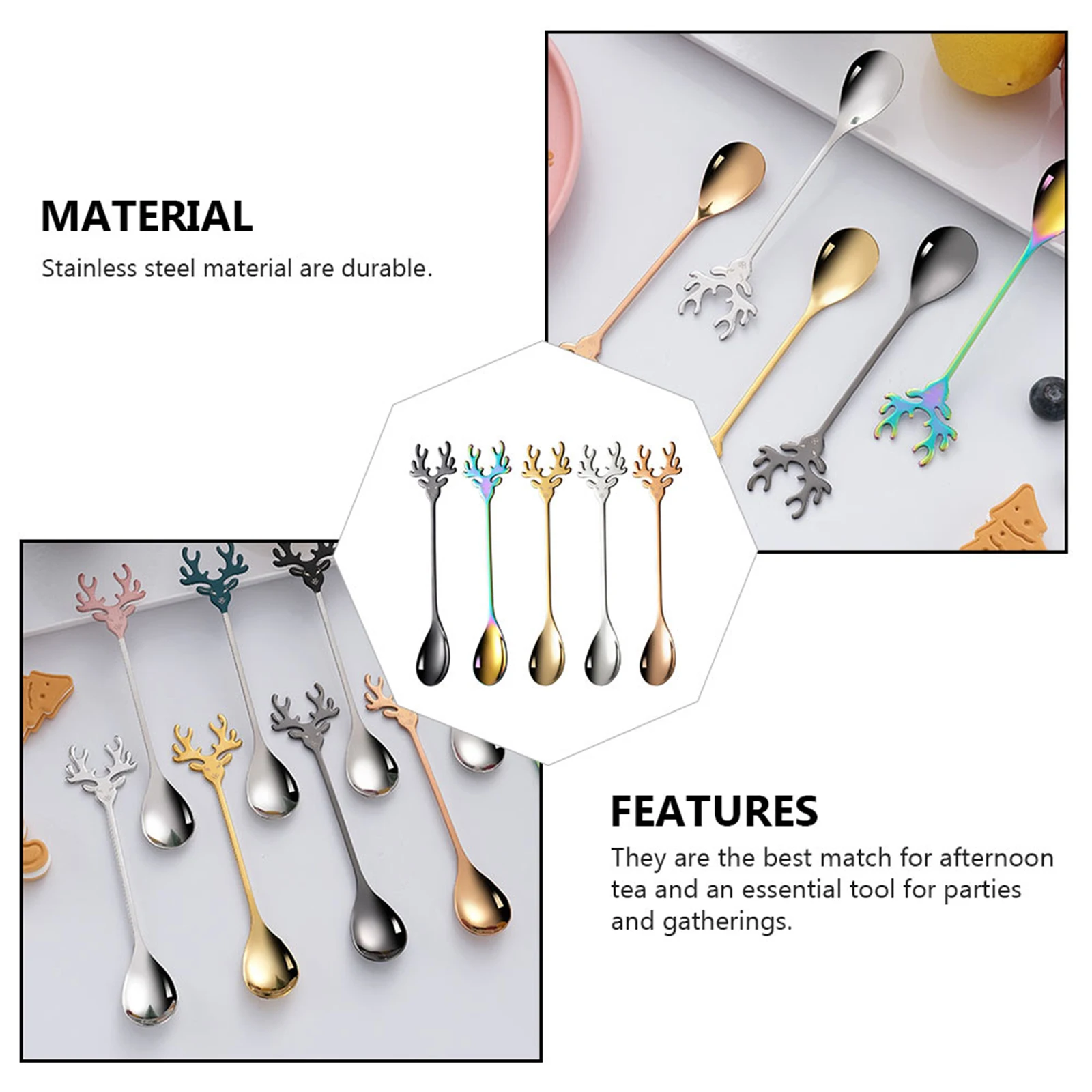 5pcs Deer Head Coffee Spoons Stainless Steel Dessert Spoons Smooth Easy Clean Corrosion Resistant Kitchen Utensils Christmas
5pcs Deer Head Coffee Spoons Stainless Steel Dessert Spoons Smooth Easy Clean Corrosion Resistant Kitchen Utensils Christmas