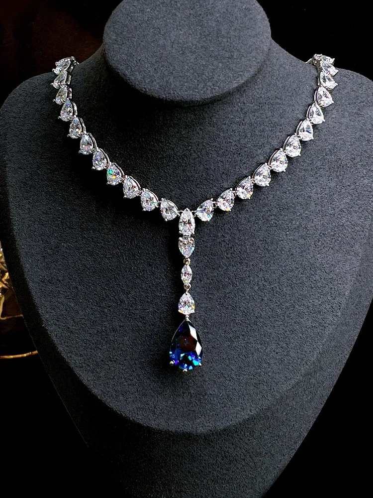 New Seiko Luxury Blue Treasure Droplet 925 Sterling Silver Pendant Set with High Carbon Diamond Vintage Necklace Wedding Jewelry
New Seiko Luxury Blue Treasure Droplet 925 Sterling Silver Pendant Set with High Carbon Diamond Vintage Necklace Wedding Jewelry