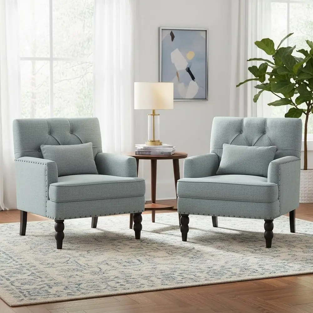 Accent Chairs Set of 2, Tufted Club Chair Set of 2 with Lumbar Pillow,holstered Button Armchair, Linen Fabric Sofa Chairs for
Accent Chairs Set of 2, Tufted Club Chair Set of 2 with Lumbar Pillow,holstered Button Armchair, Linen Fabric Sofa Chairs for
