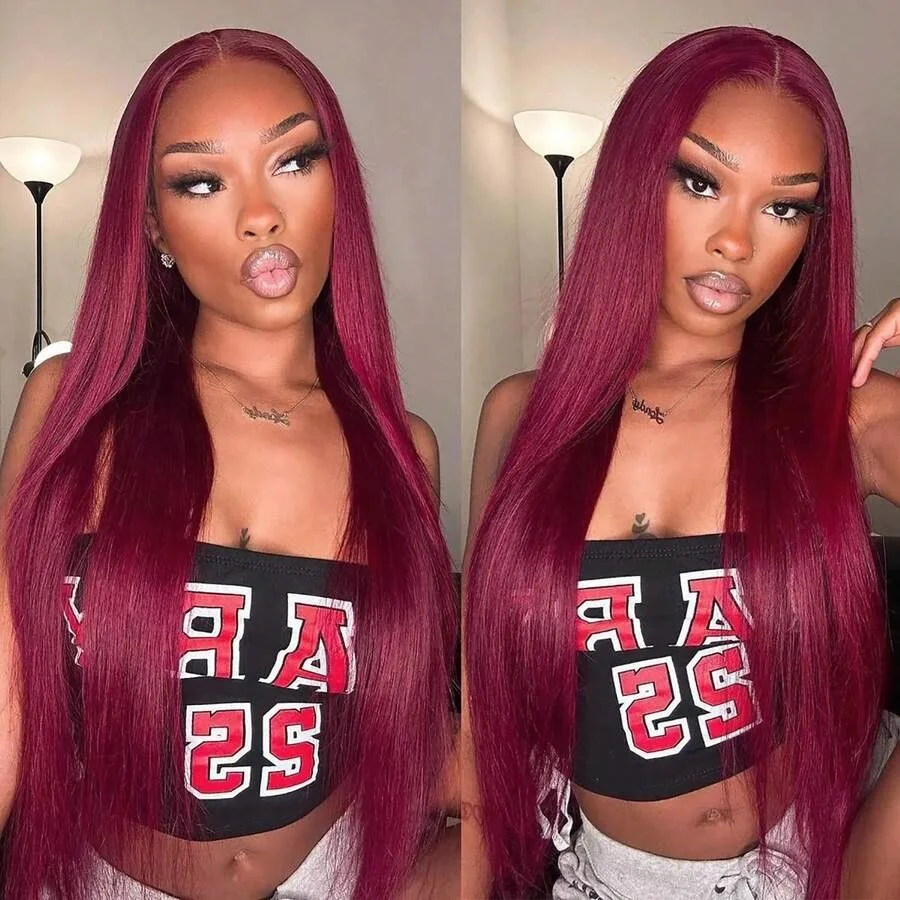 180% Density Burgundy Straight Wigs Brazilian Virgin Human Hair Pre Plucked Lace Wig 28 Inch Invisible Strap 13x4 Lace Frontal Drawstring Wig 34 Inch 99J Red Wine13x4 Transparent Lace Front Human Hair Blended Wigs For Women
180% Density Burgundy Straight Wigs Brazilian Virgin Human Hair Pre Plucked Lace Wig 28 Inch Invisible Strap 13x4 Lace Frontal Drawstring Wig 34 Inch 99J Red Wine13x4 Transparent Lace Front Human Hair Blended Wigs For Women