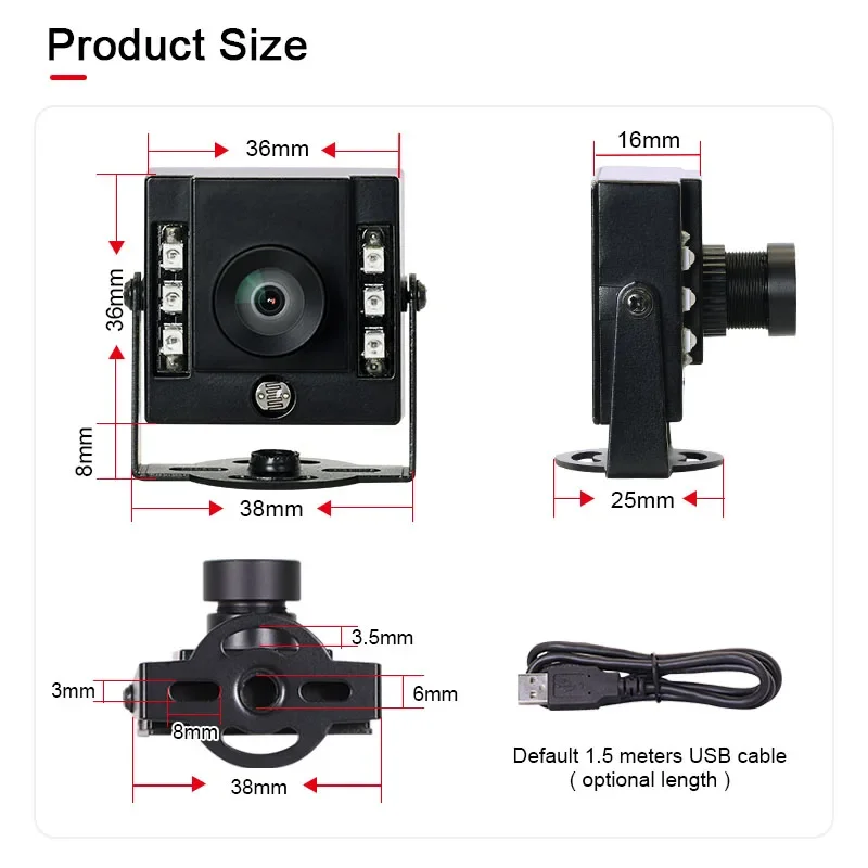 In stock 720P 3306 OV9281 3.6mm 60degrees Distortionless HD IR940 Global Exposure 210fps Mini USB Infrared Camera for Face Recog
In stock 720P 3306 OV9281 3.6mm 60degrees Distortionless HD IR940 Global Exposure 210fps Mini USB Infrared Camera for Face Recog