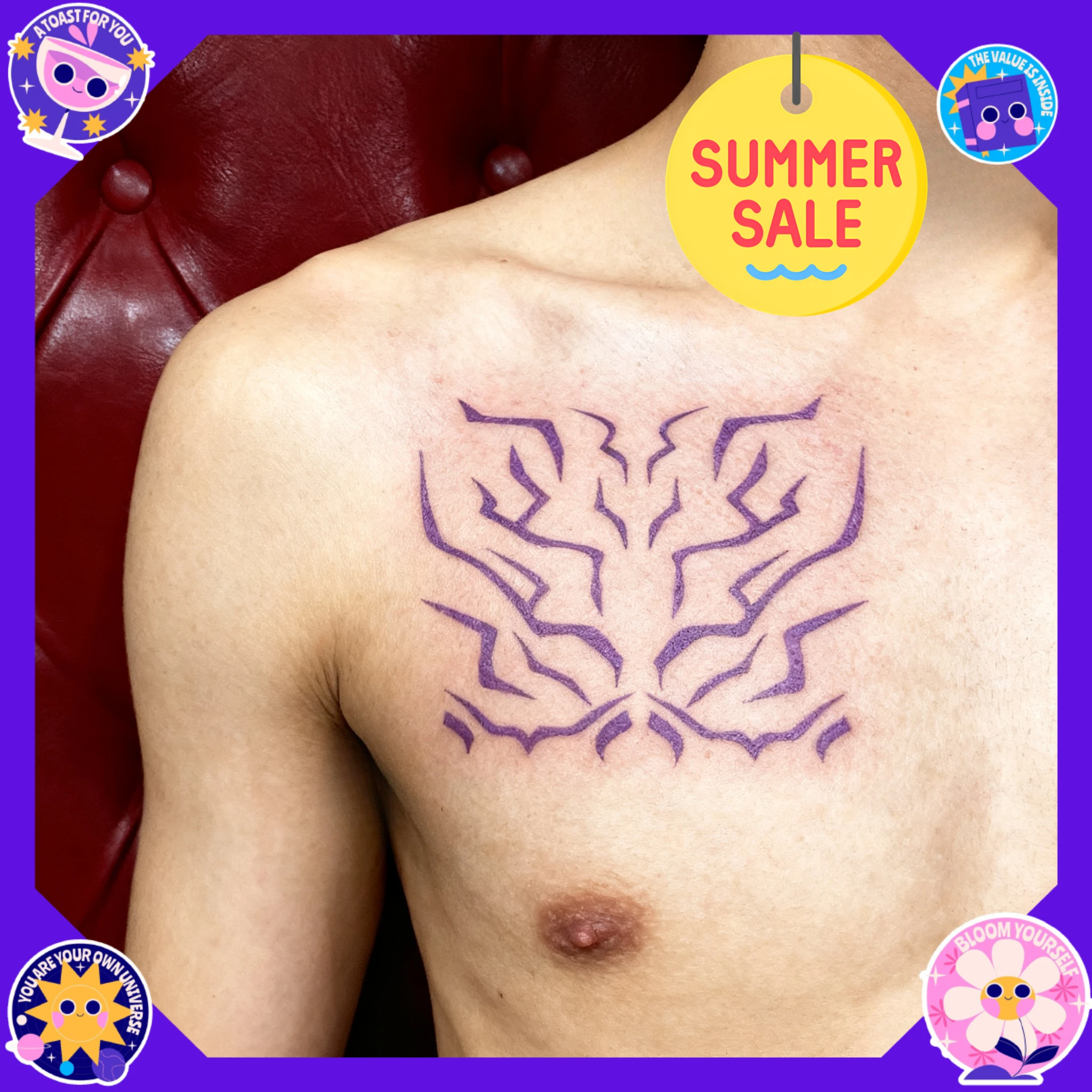 temporary tattoos, bold purple lightning makeup for cosplay role-playing games, waterproof facial art stickers
temporary tattoos, bold purple lightning makeup for cosplay role-playing games, waterproof facial art stickers