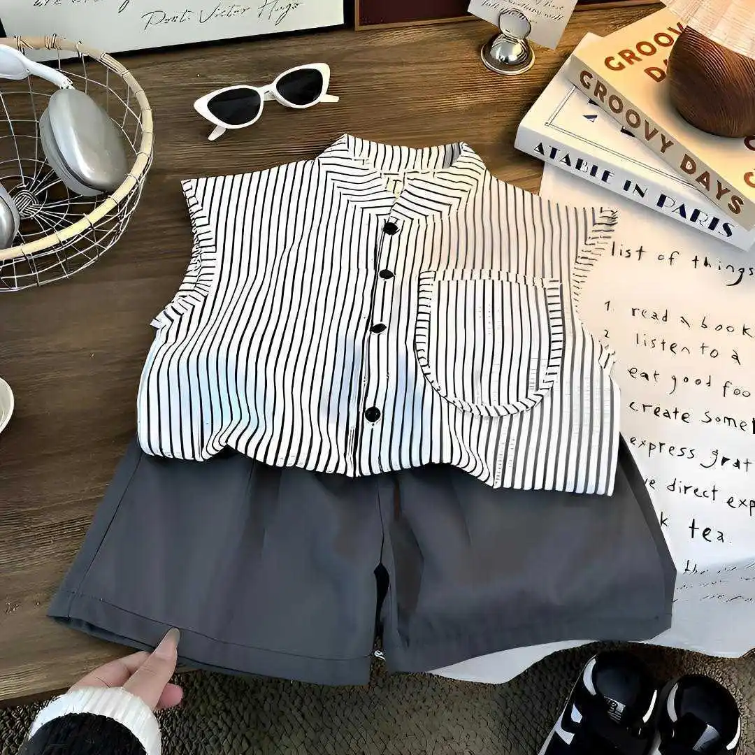 2 Piece Set Children's Summer Striped Top Set New Tank Top and Shorts Baby Sleeveless Shirt Kids Suit
2 Piece Set Children's Summer Striped Top Set New Tank Top and Shorts Baby Sleeveless Shirt Kids Suit