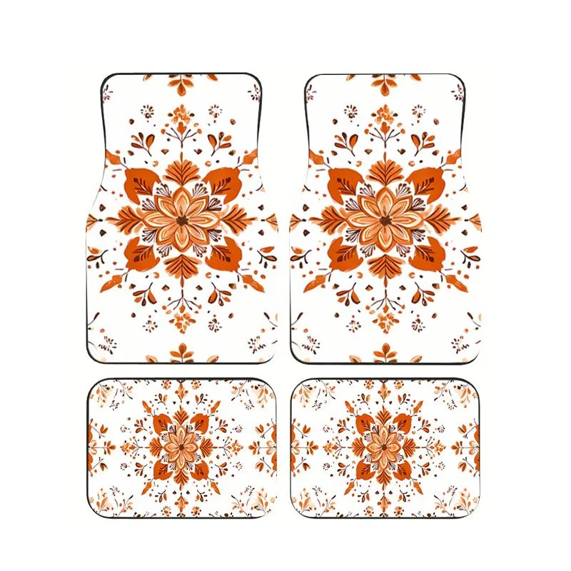 4Pcs Orange Floral Mandala Print Car Floor Mats Universal Non-slip Waterproof Floor Mats for Car SUV Truck Interior Decor
4Pcs Orange Floral Mandala Print Car Floor Mats Universal Non-slip Waterproof Floor Mats for Car SUV Truck Interior Decor