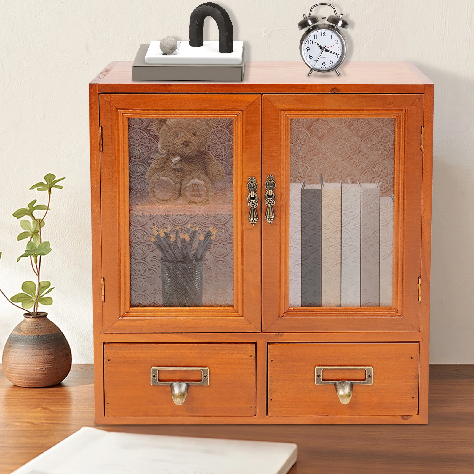 Vintage Tabletop Organizer, Wooden Storage Drawer Box, Storage Cabinet for Desk - Organizing Unit for Kitchen Counter
Vintage Tabletop Organizer, Wooden Storage Drawer Box, Storage Cabinet for Desk - Organizing Unit for Kitchen Counter
