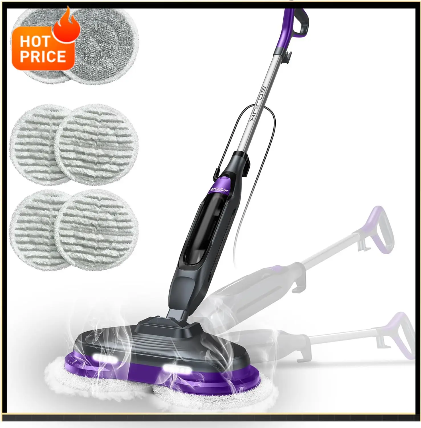 Бестселлер: Паровая швабра-скруббер с вращающимися насадками, LED-подсветкой, 6 сменными насадками, большим резервуаром, поворотным механизмом, для легкой уборки
Бестселлер: Паровая швабра-скруббер с вращающимися насадками, LED-подсветкой, 6 сменными насадками, большим резервуаром, поворотным механизмом, для легкой уборки