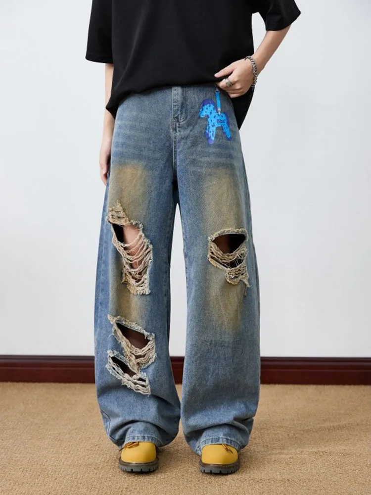 Men's Cartoon Printed Ripped Jeans American Casual Fashion Summer Washed Retro Hollowed Out Loose Street Style Denim Pants
Men's Cartoon Printed Ripped Jeans American Casual Fashion Summer Washed Retro Hollowed Out Loose Street Style Denim Pants