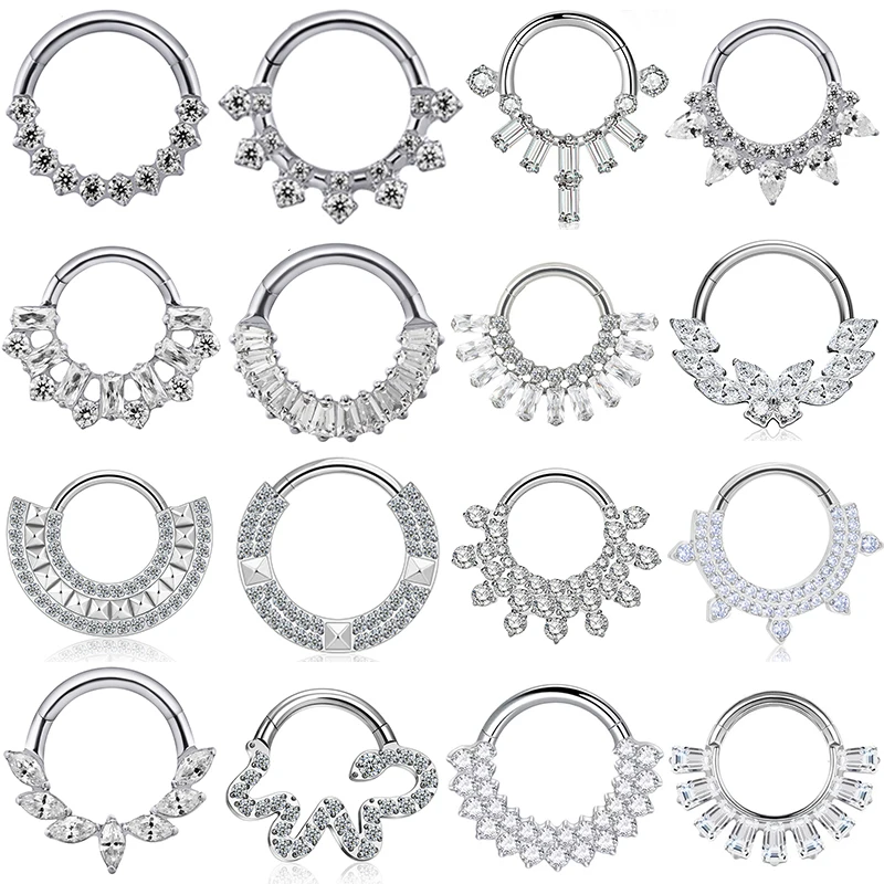 1PC ASTM F136 G23 Titanium Nose Rings Clicker Hinged Septum Helix Conch Cartilage Daith Earring Titanium Piercing Jewelry Goth
1PC ASTM F136 G23 Titanium Nose Rings Clicker Hinged Septum Helix Conch Cartilage Daith Earring Titanium Piercing Jewelry Goth