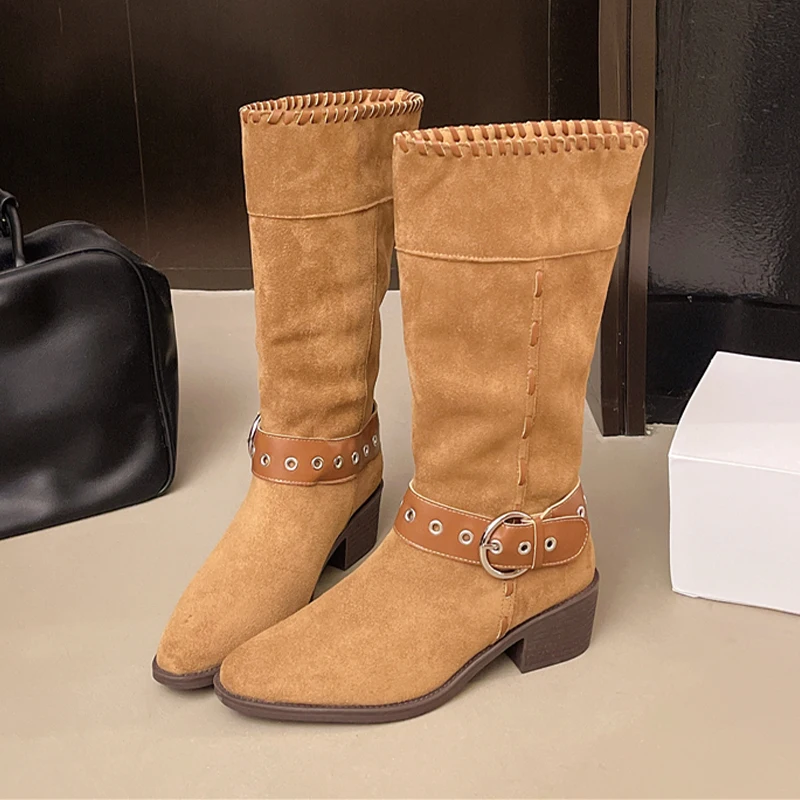 High Heels Women Knee High Boots Suede Fashion Chunky Shoes Designer Winter Woman's Boots 2025 New Dress Chelsea Botas Mujer
High Heels Women Knee High Boots Suede Fashion Chunky Shoes Designer Winter Woman's Boots 2025 New Dress Chelsea Botas Mujer