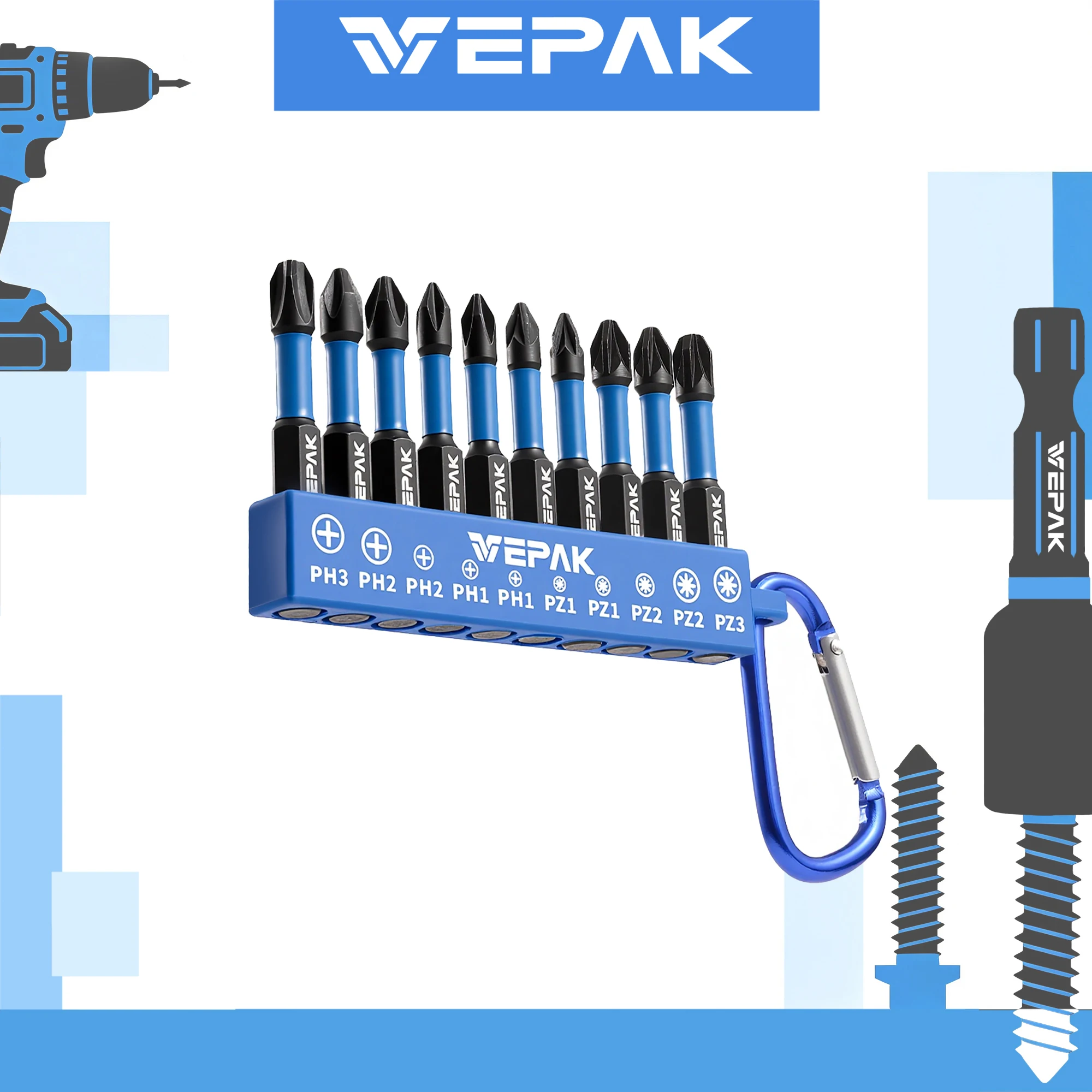 VP1BSP50-10 SHOCKWAVE Impact Duty S2 Screwdriver Carabiner Bit Set 10Pcs Portable Power Tool Accessories
VP1BSP50-10 SHOCKWAVE Impact Duty S2 Screwdriver Carabiner Bit Set 10Pcs Portable Power Tool Accessories