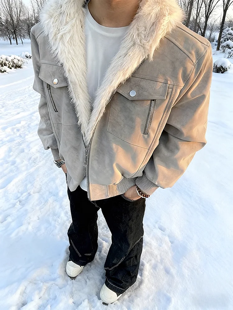 American High Street Sle Men's ort Thiened Cotton Jaet with Fur Collar Hooded Workwear Leather Coat Warm Youth Faion
American High Street Sle Men's ort Thiened Cotton Jaet with Fur Collar Hooded Workwear Leather Coat Warm Youth Faion