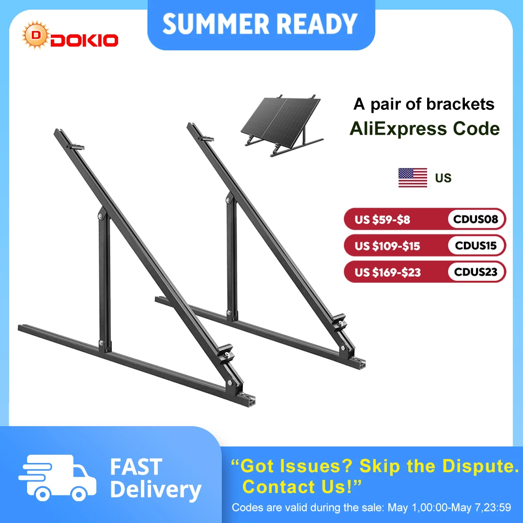DOKIO Heavy Duty Steel Solar Panel Brackets, Adjustable Tilt Mount Stand for DSP Series
DOKIO Heavy Duty Steel Solar Panel Brackets, Adjustable Tilt Mount Stand for DSP Series